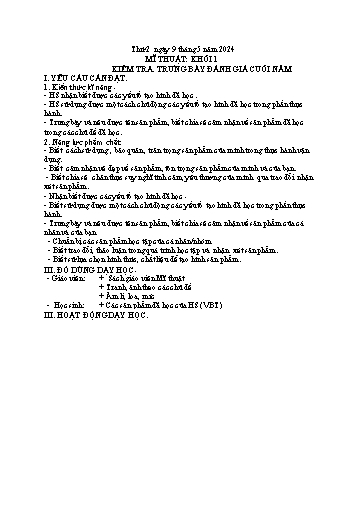 Kế hoạch bài dạy Mĩ thuật Tiểu học - Tuần 34 - Năm học 2023-2024