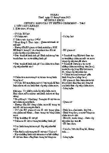 Kế hoạch bài dạy Mĩ thuật Tiểu học - Tuần 4 - Năm học 2023-2024